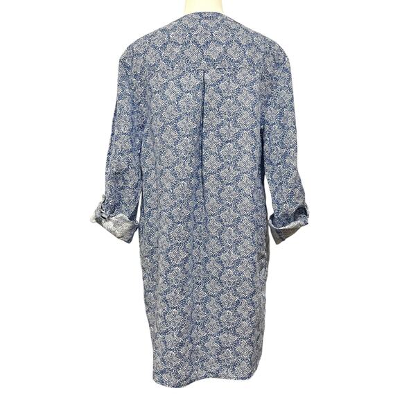 Sigrid Olsen 100% Linen Tunic Dress Coverup Top Blouse Blue Roll Tab Sleeve XL - Picture 5 of 8